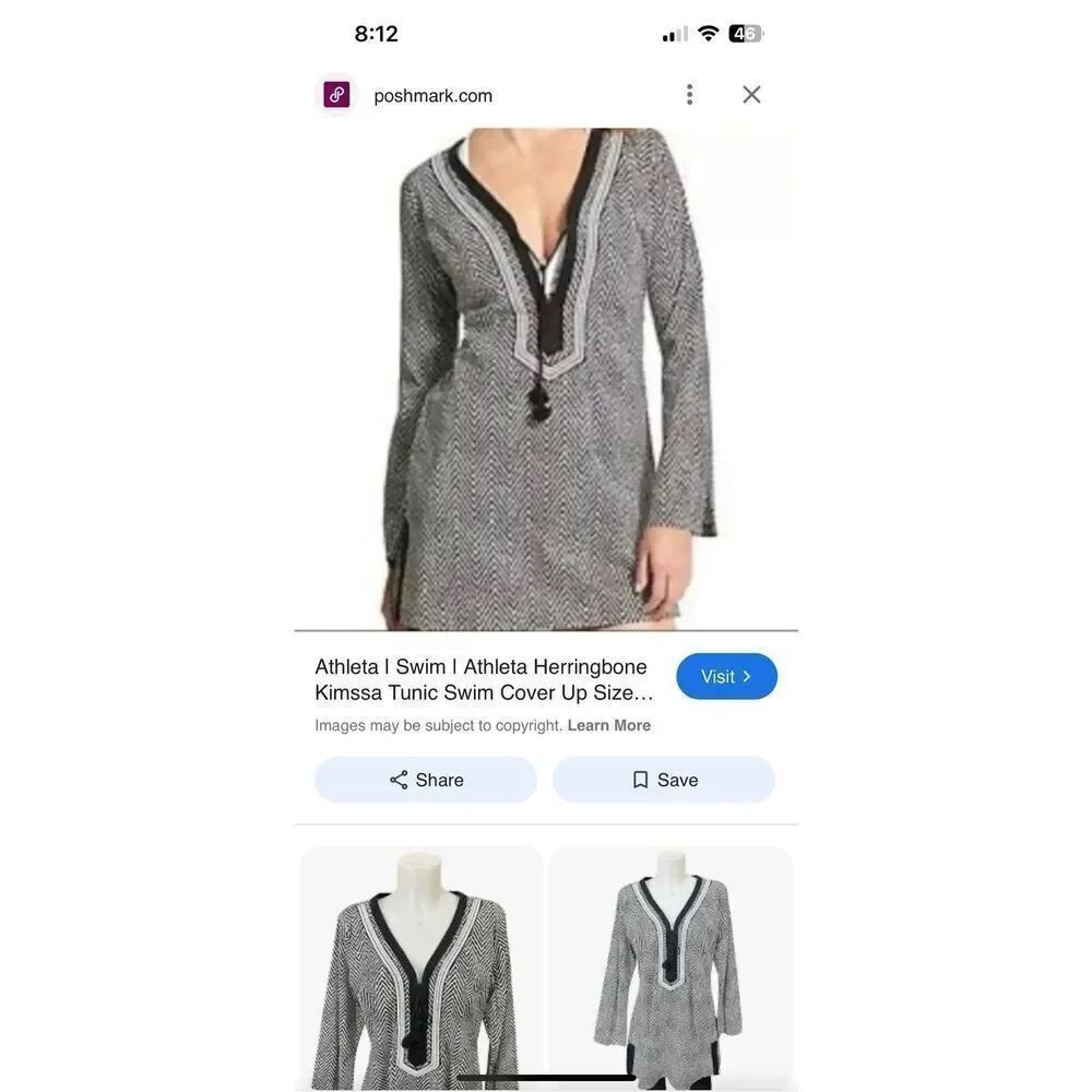 Athleta Kimssa tunic top in herringbone pattern also swim cover sz Small